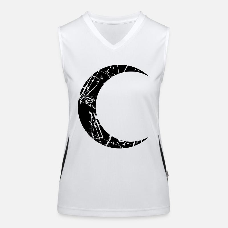 scratches cracks moon sickle moon crescent night fullm Women's Functional Contrast Tank Top