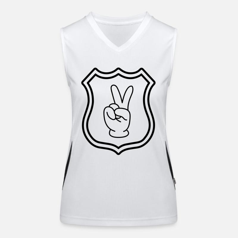 Peace Hand Comic Wappen Funktionelles Kontrast-Tank Top für Frauen