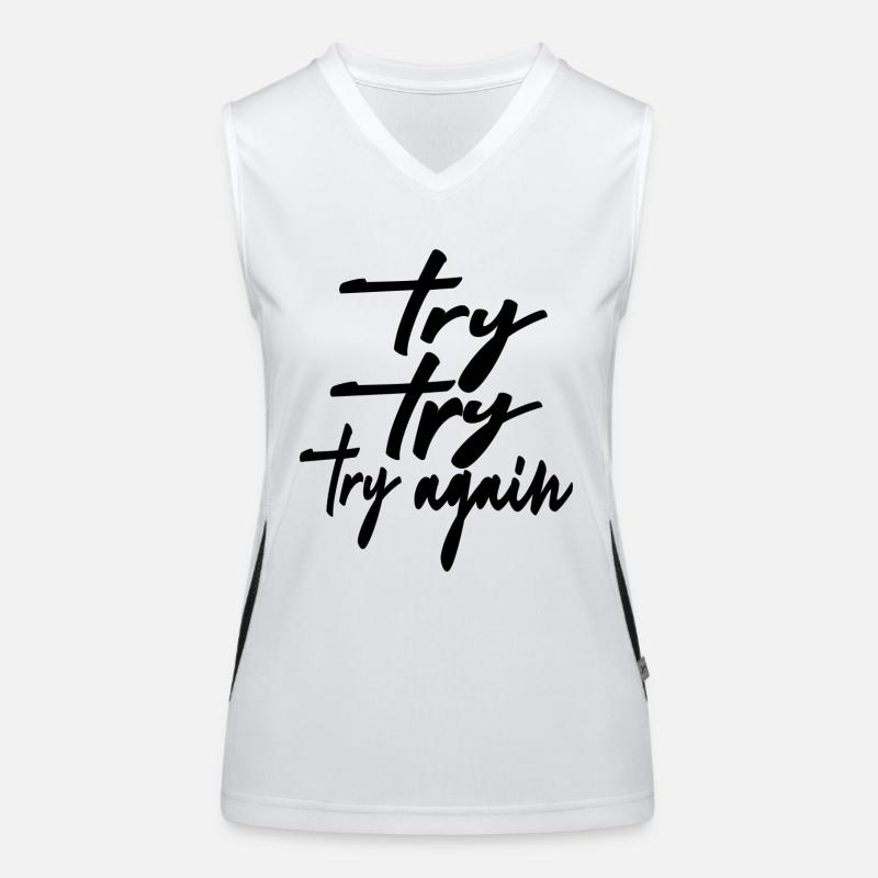 try try try again - Women's Functional Contrast Tank Top - white/black