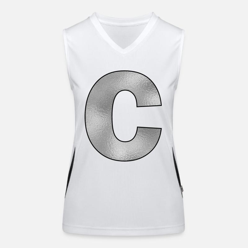 Buchstabe C Silber Funktionelles Kontrast-Tank Top für Frauen