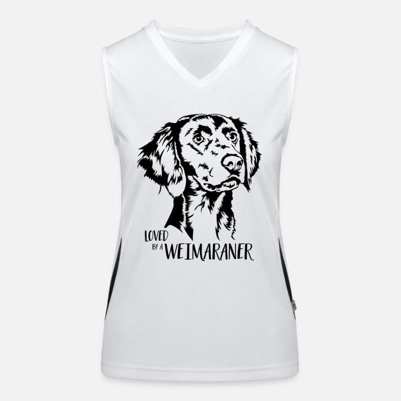 Loved by a Weimaraner Hundespruch Hunde Wilsigns Funktionelles Kontrast-Tank Top für Frauen