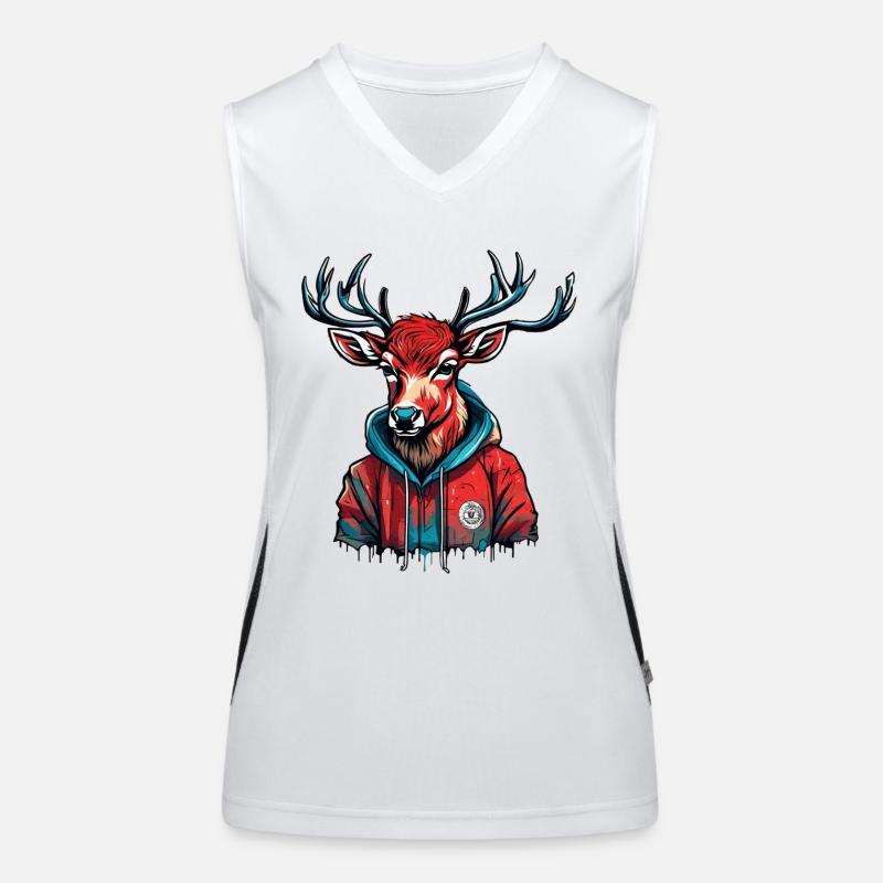 Rotwild Hirsch Jäger Reh Geweih Funktionelles Kontrast-Tank Top für Frauen