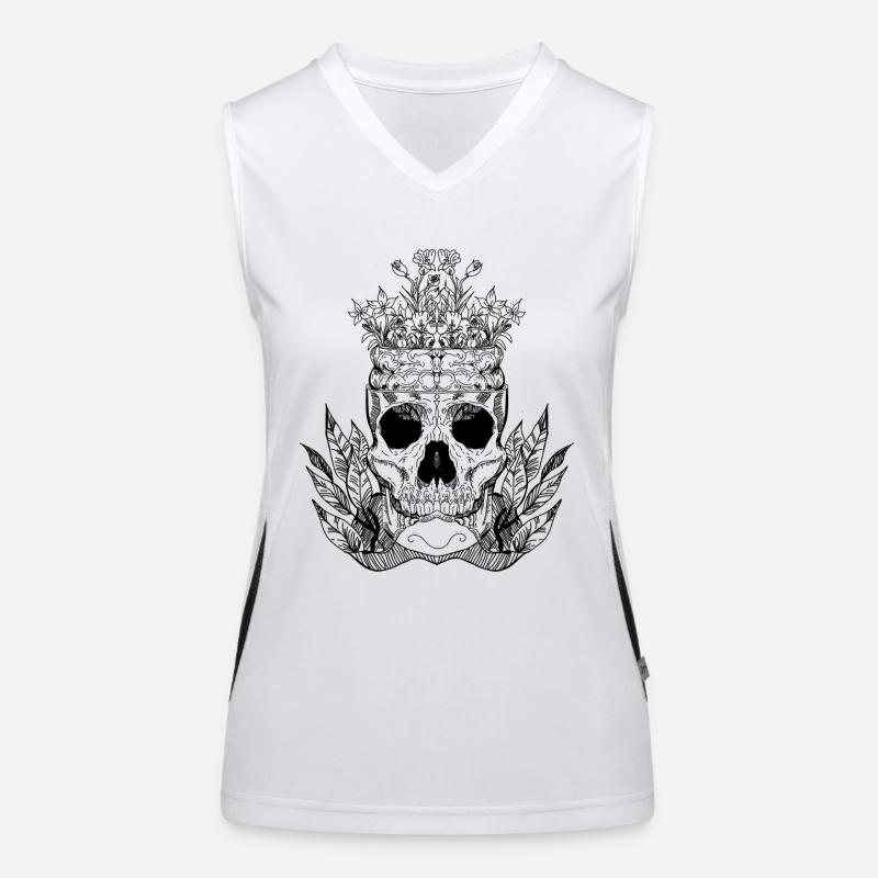 Totenkopf mit Blumen Funktionelles Kontrast-Tank Top für Frauen