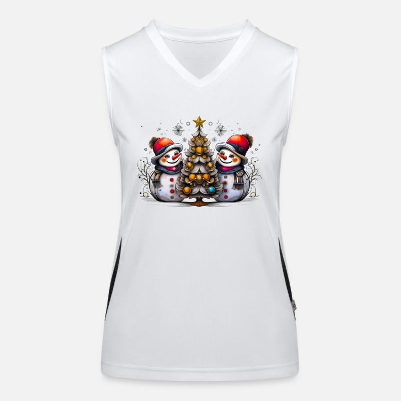 Bunte Schneemänner Moderne Malerei Funktionelles Kontrast-Tank Top für Frauen