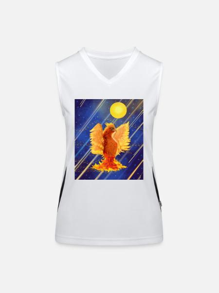 Kosmisch leuchtender Feuervogel: Cyber-Semurg - Funktionelles Kontrast-Tank Top für Frauen - Weiß/Schwarz - Vorne