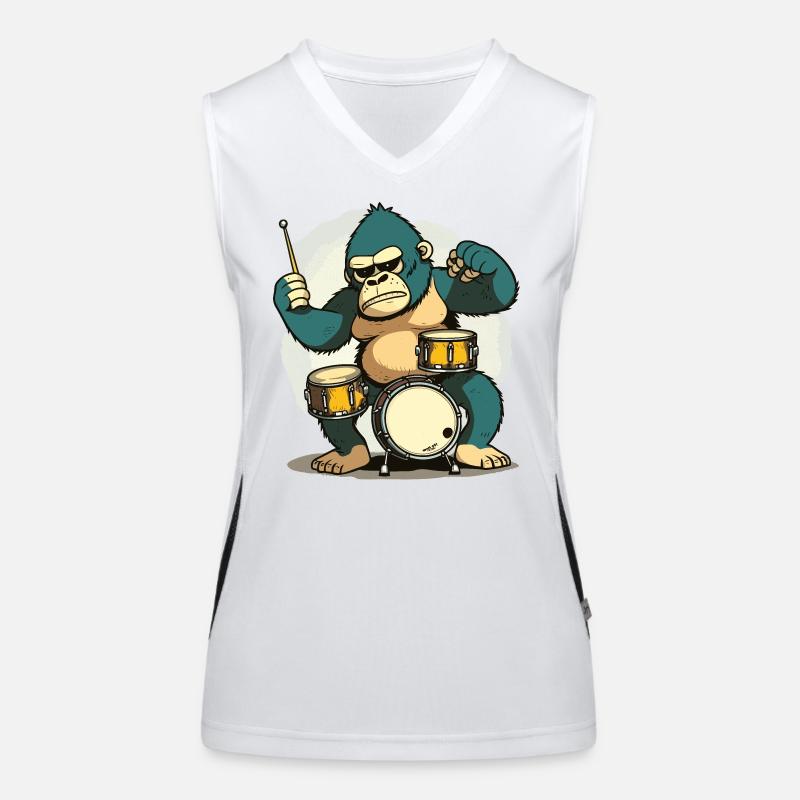 Trommelnder Gorilla Funktionelles Kontrast-Tank Top für Frauen