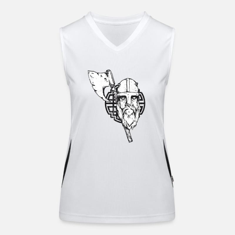Vikings with ax and knots - crashed Women's Functional Contrast Tank Top