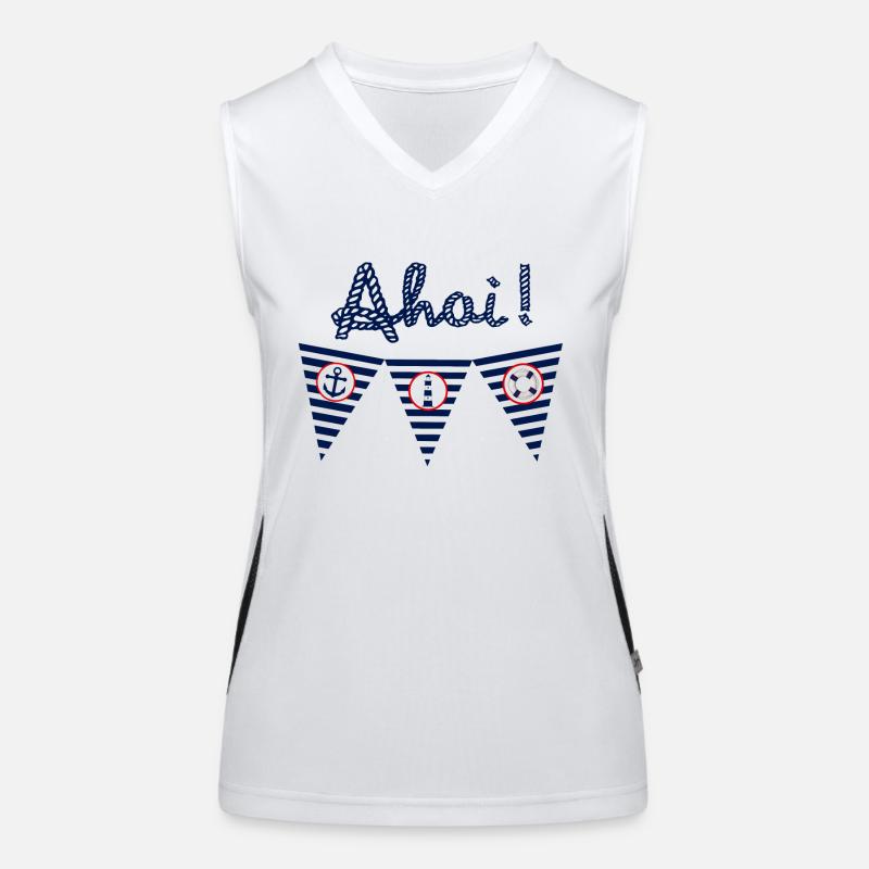 Ahoi, mer, maritime, drapeau Débardeur respirant contrasté Femme
