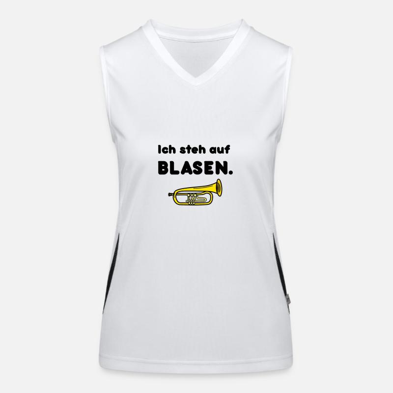 BLASEN 2 Spruch Wortwitz Trompete Musik Geschenk Funktionelles Kontrast-Tank Top für Frauen