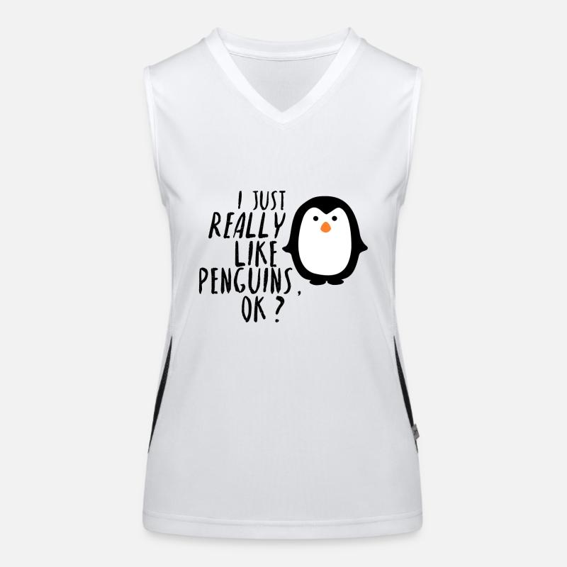 I Really like Penguins Pinguin Geschenk Idee Funktionelles Kontrast-Tank Top für Frauen