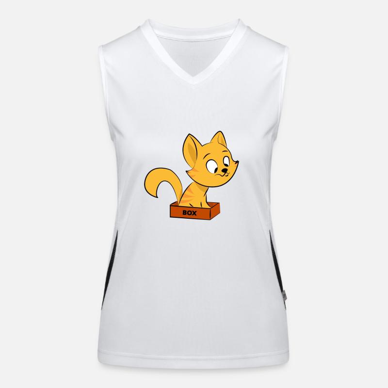 Katze sitzt in einer Box Geschenk Kätzchen Funktionelles Kontrast-Tank Top für Frauen