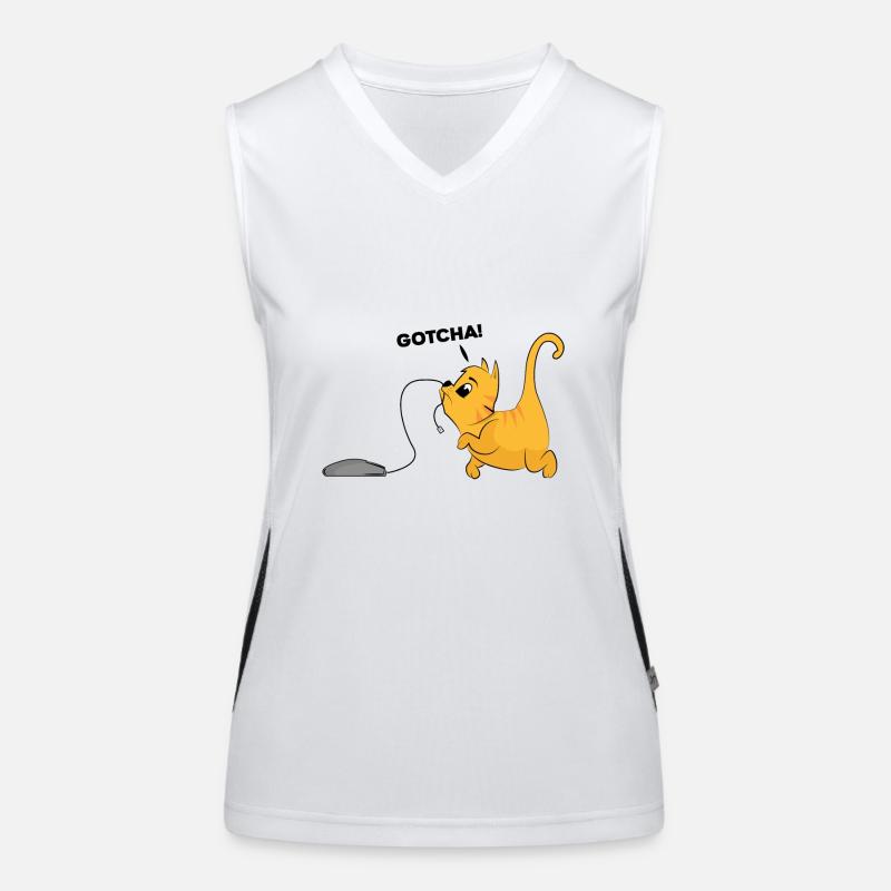 Katze fängt computer Maus Geschenk Kätzchen Funktionelles Kontrast-Tank Top für Frauen