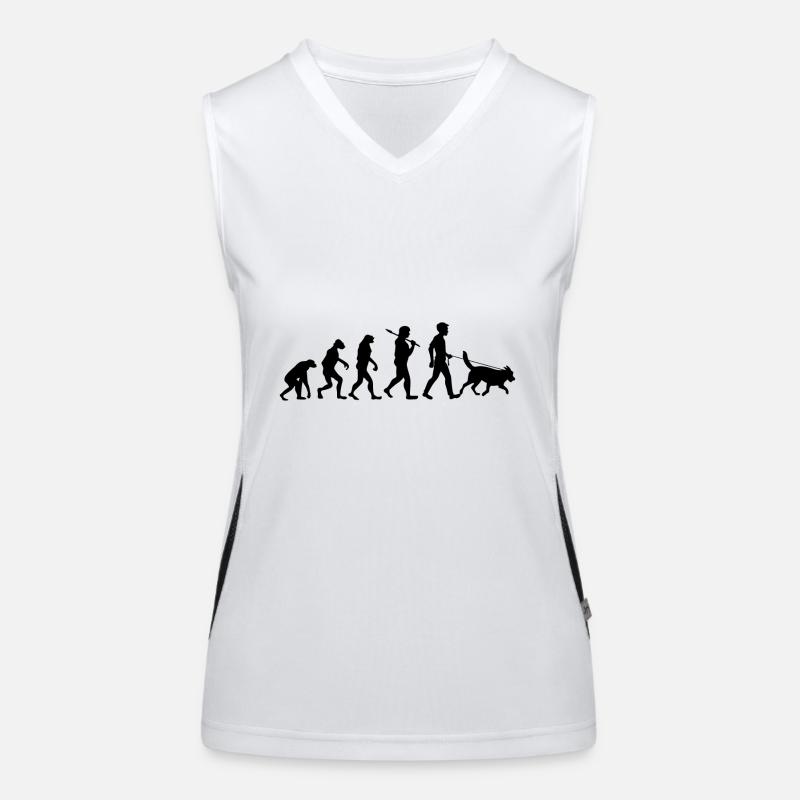 Evolution Gassi gehen Hund Geschenk Haustier Hunde Funktionelles Kontrast-Tank Top für Frauen