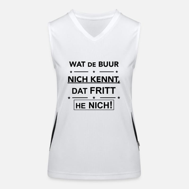 Plattdeutscher Spruch Geschenk Idee Funktionelles Kontrast-Tank Top für Frauen