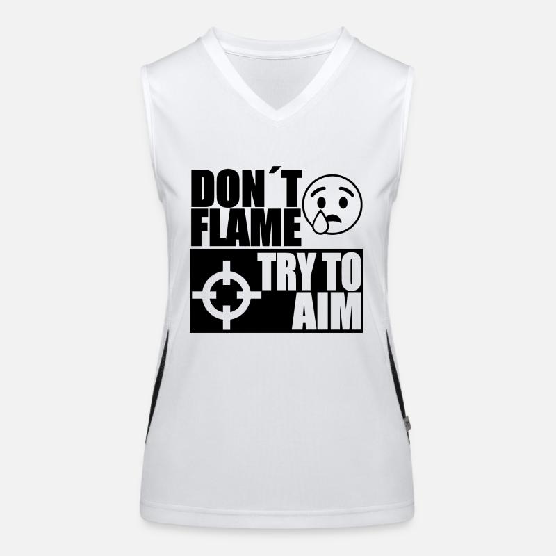 DONT FLAME TRY TO AIM Funktionelles Kontrast-Tank Top für Frauen