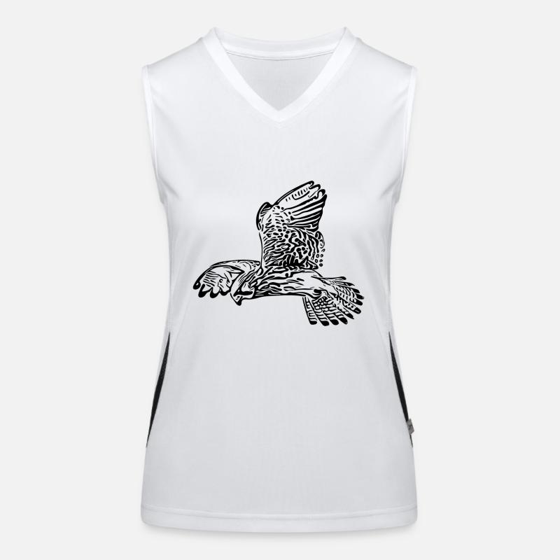 Elegant falcon with wings in vibrating flight Women's Functional Contrast Tank Top