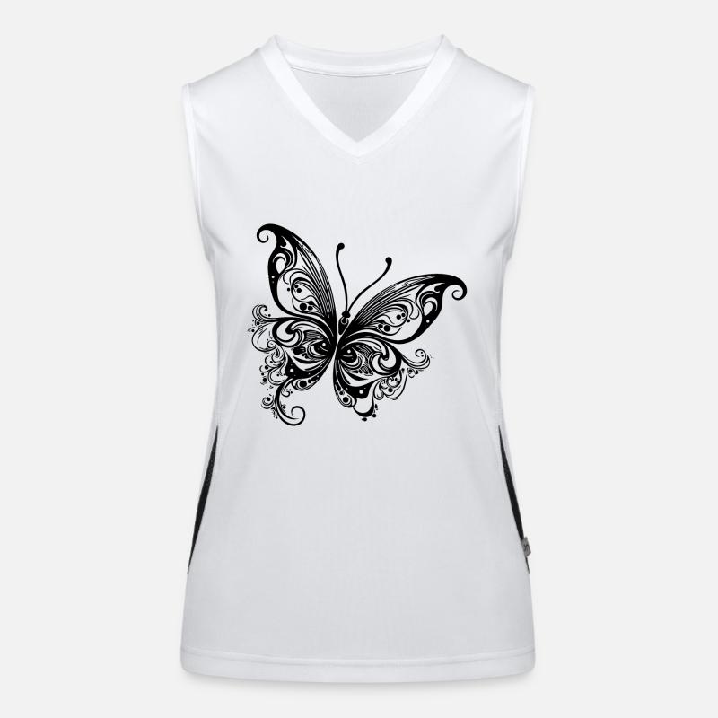 Dessin papillon de style lignes et points Débardeur respirant contrasté Femme