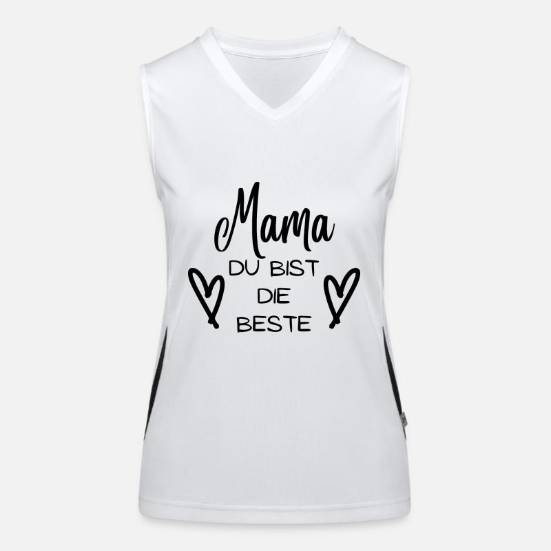 Mama du bist die Beste. Mamaspruch mit Herzchen. Funktionelles Kontrast-Tank Top für Frauen