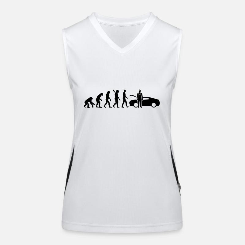Evolution Mechaniker Mechanikerin Black Funktionelles Kontrast-Tank Top für Frauen