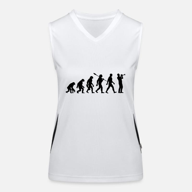 Evolution - Trompete - Musiker - Blasinstrument Funktionelles Kontrast-Tank Top für Frauen
