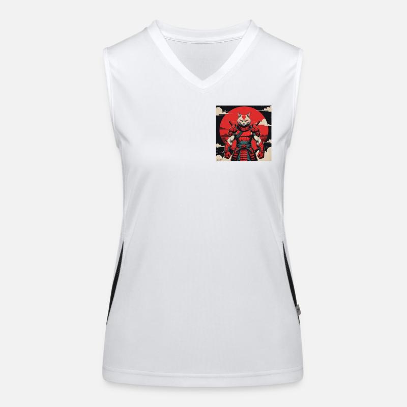 Samurai-Katzenkrieger Funktionelles Kontrast-Tank Top für Frauen