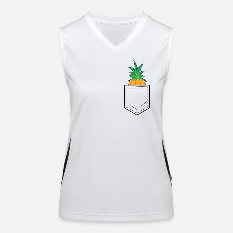 Poche poitrine avec tête d’ananas Débardeur respirant contrasté Femme