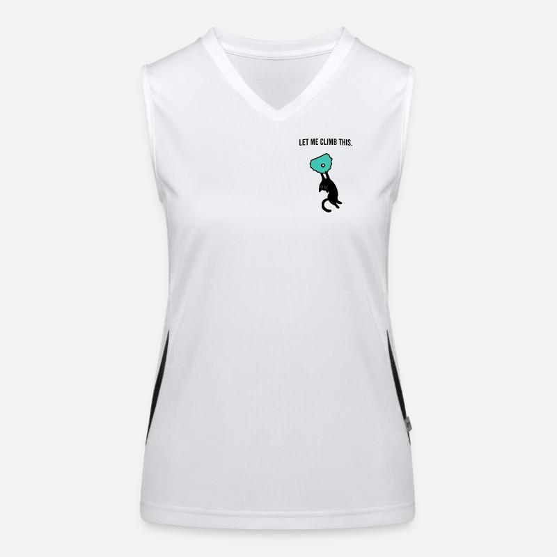 Boulder Katze hält sich an Klettergriff fest Funktionelles Kontrast-Tank Top für Frauen
