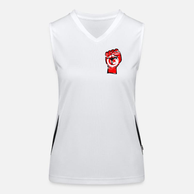 Tunesien Flagge Faust Hand Symbol used Funktionelles Kontrast-Tank Top für Frauen