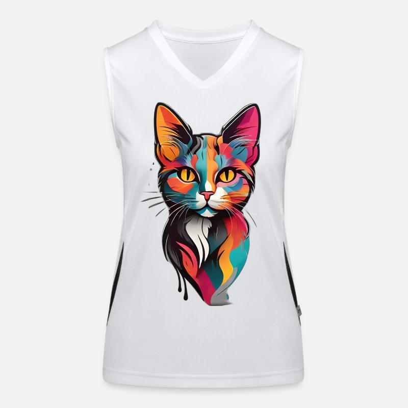 Visage de chat coloré Débardeur respirant contrasté Femme