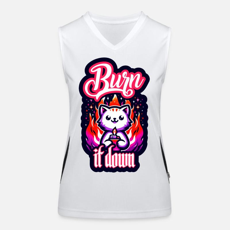 Burn it down | Cat with fire Women's Functional Contrast Tank Top