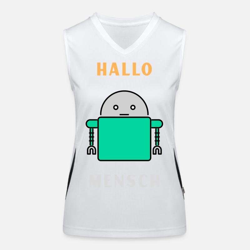 Hello Human - Robot Greeting Women's Functional Contrast Tank Top