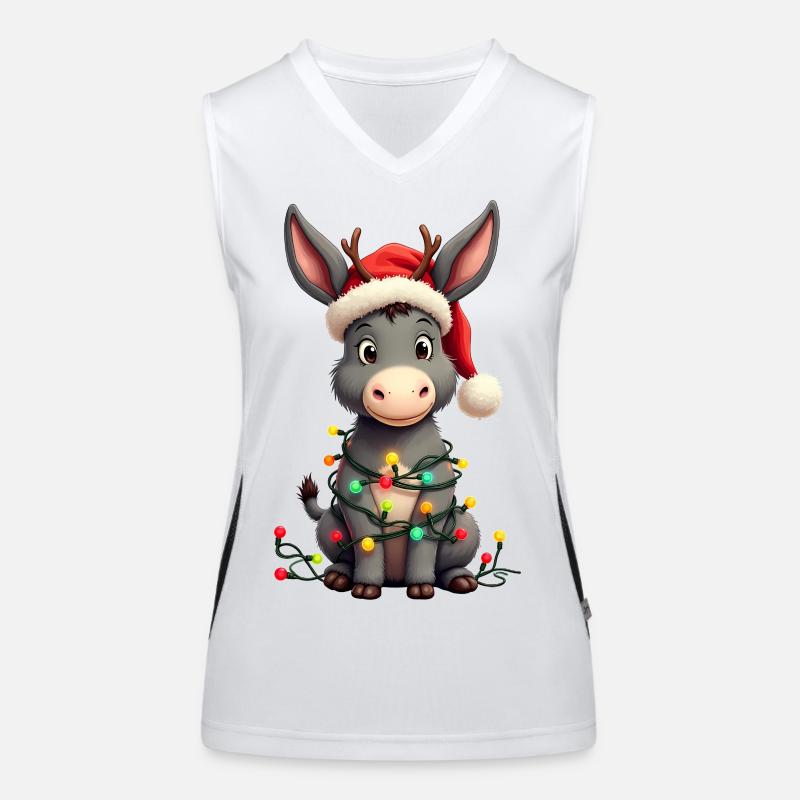 Esel Elfe Weihnachten Funktionelles Kontrast-Tank Top für Frauen