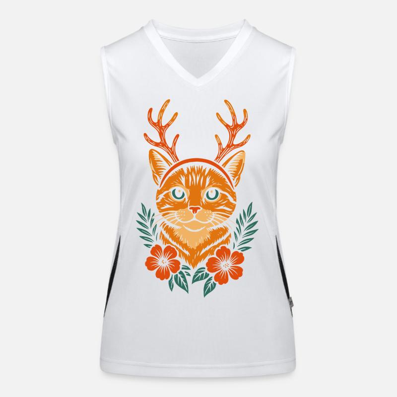 Cerf chat avec couronne de fleurs Débardeur respirant contrasté Femme