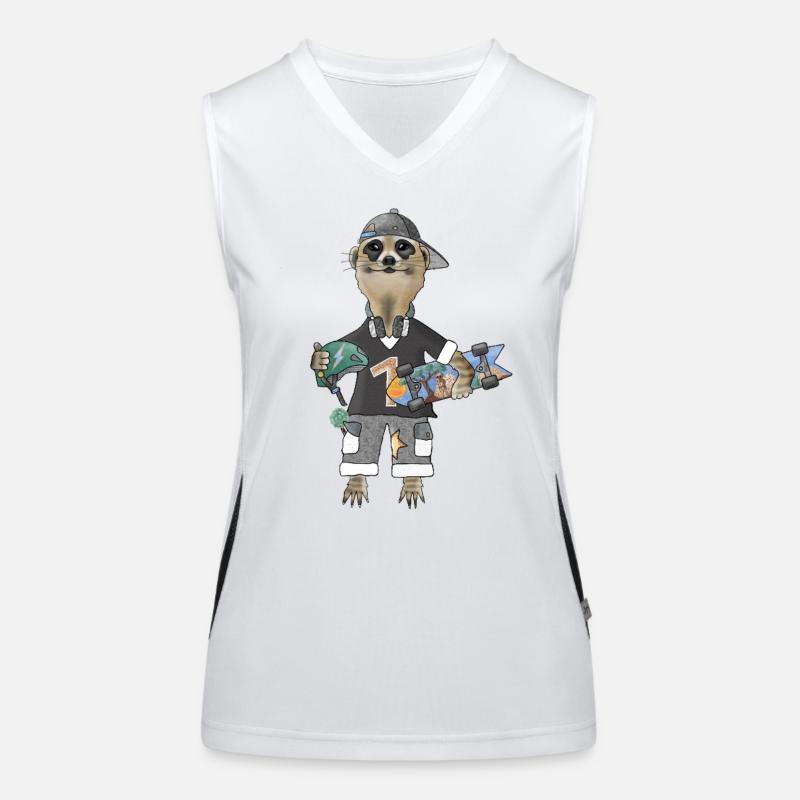 Savannen_Skater_Erdmaennchen Funktionelles Kontrast-Tank Top für Frauen