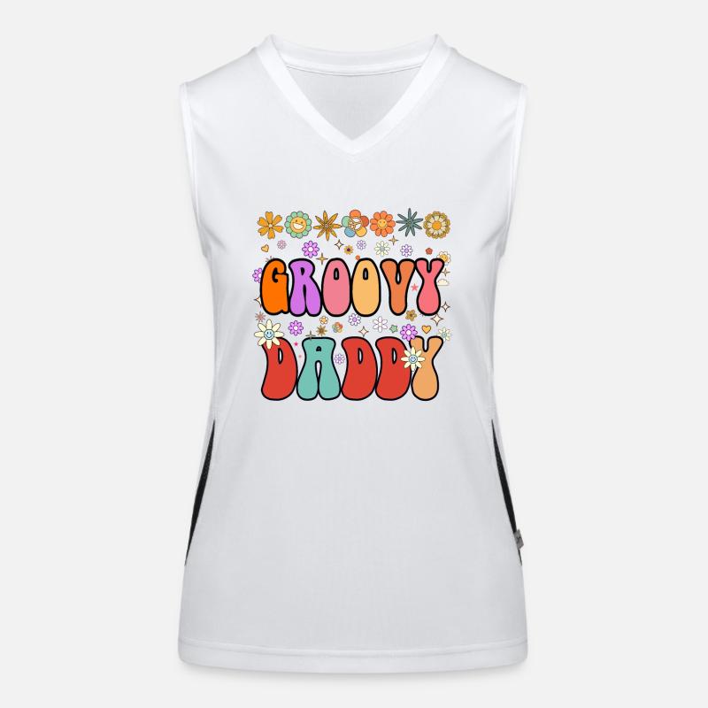 Groovy Daddy, Cute floral daddy, Fathers Day, dad Women's Functional Contrast Tank Top