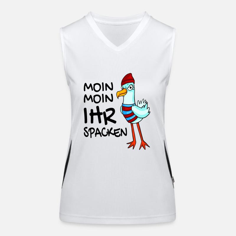 Freche Möwe - Moin Moin Ihr Spacken Funktionelles Kontrast-Tank Top für Frauen