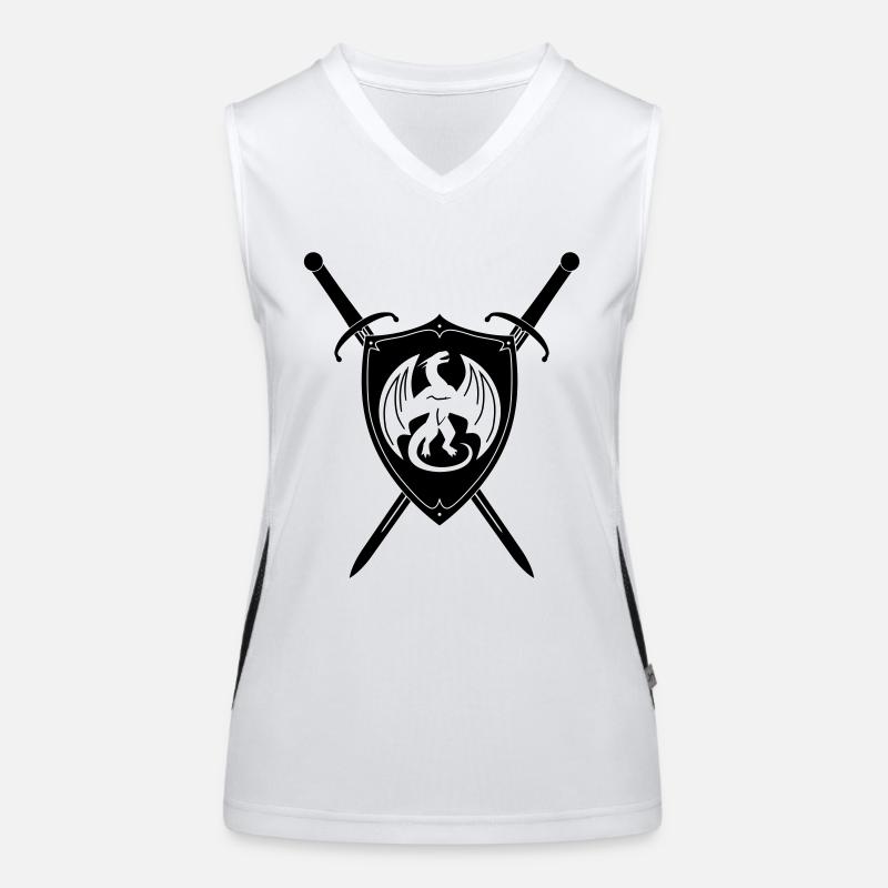 Drache Schild Schwert Funktionelles Kontrast-Tank Top für Frauen