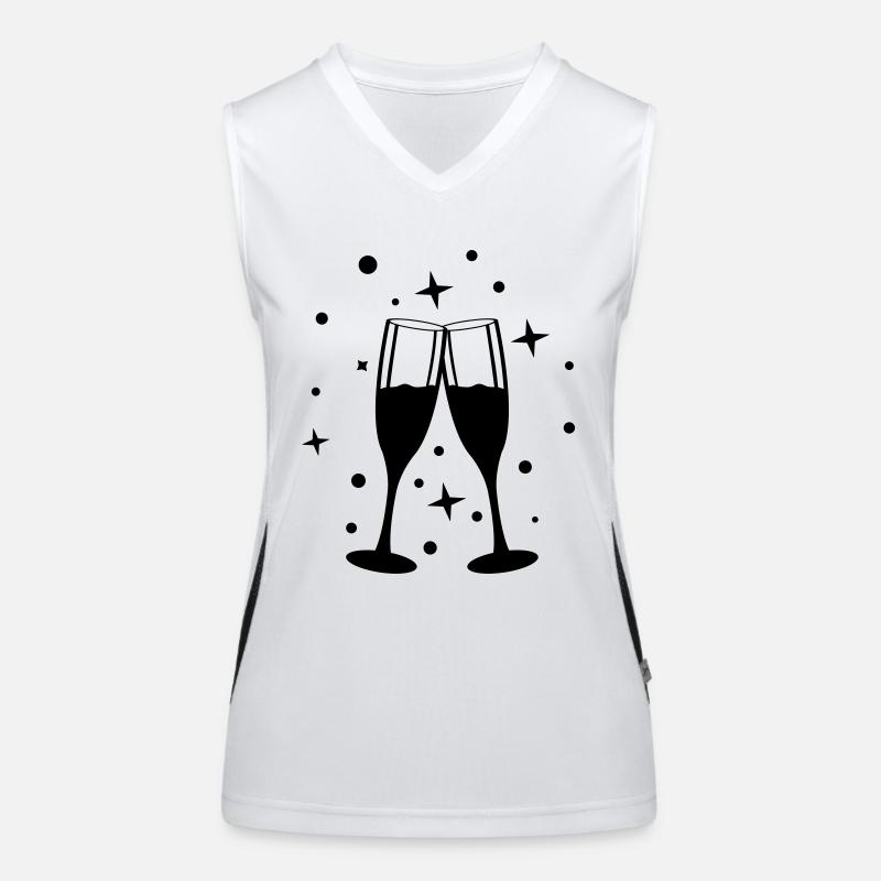 sekt anstossen design Funktionelles Kontrast-Tank Top für Frauen