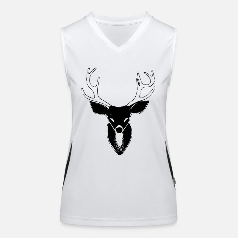 Hirschkopf im Herbst Hirsch Geweih Bock Reh Vektor Funktionelles Kontrast-Tank Top für Frauen