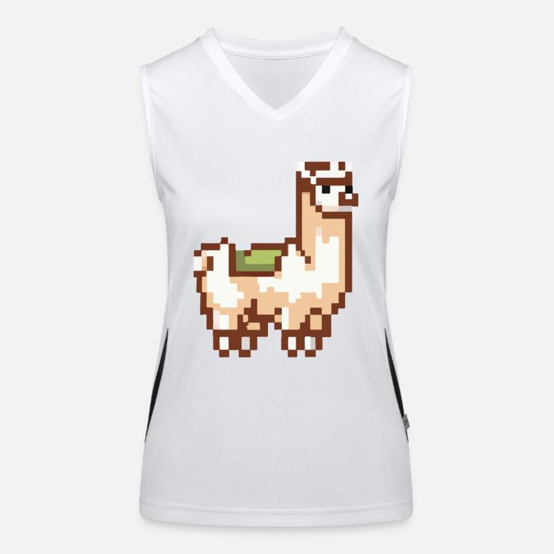 Pixel Alpaka Lama Pixel Kunst Geschenkidee Funktionelles Kontrast-Tank Top für Frauen
