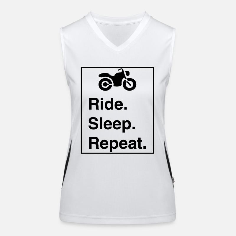 Cool "Ride Sleep Repeat" design for him and her Women's Functional Contrast Tank Top