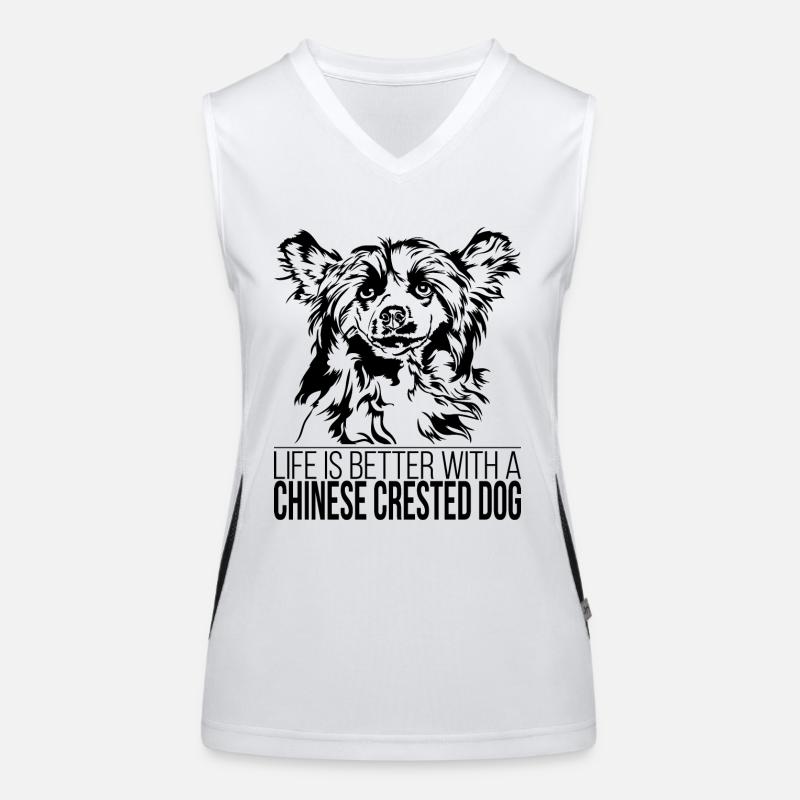 Chinese Crested Dog life is better Hunde Wilsigns Funktionelles Kontrast-Tank Top für Frauen
