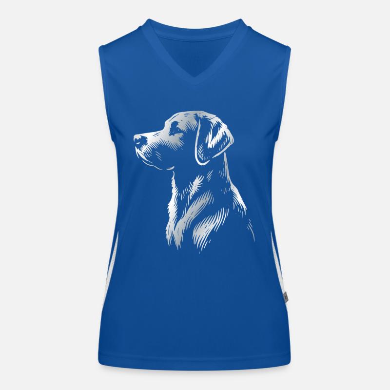 Labrador Zeichnung Kopf silber Funktionelles Kontrast-Tank Top für Frauen