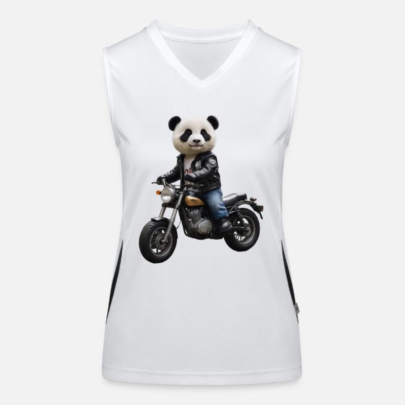 Biker Panda Funktionelles Kontrast-Tank Top für Frauen