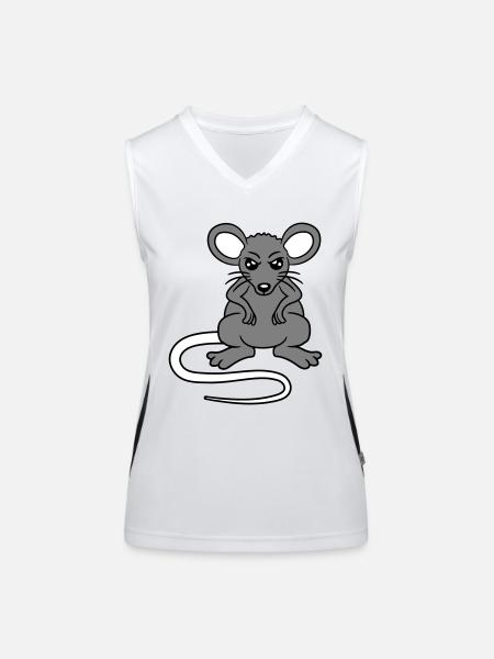 Maus Guckt Böse Wütend Frustriert Sauer Aggressiv - Funktionelles Kontrast-Tank Top für Frauen - Weiß/Schwarz - Vorne