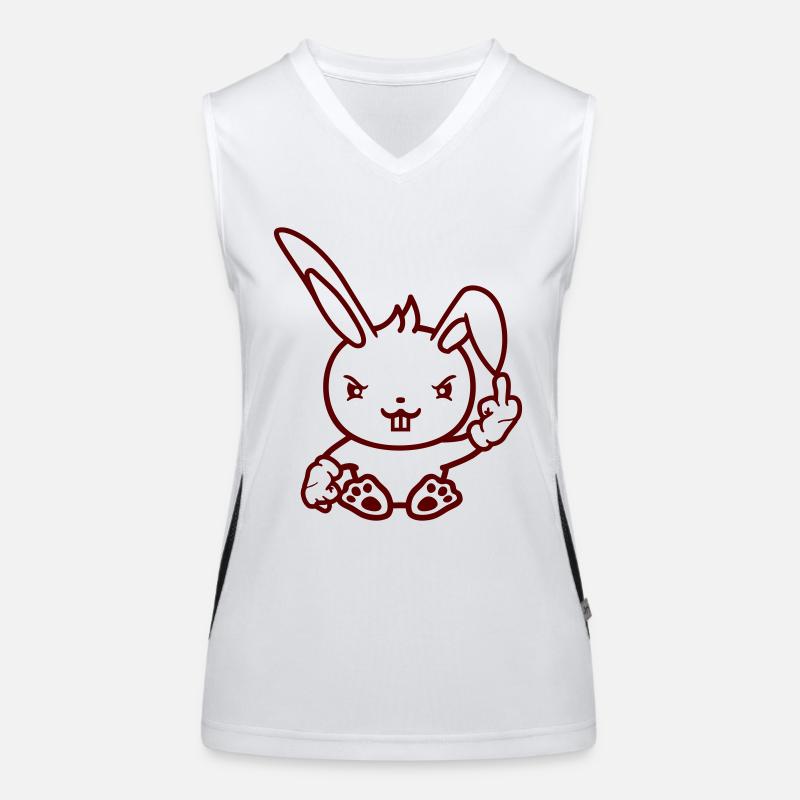 Hase Mittelfinger Zeigen Böse Frech Beleidigend Funktionelles Kontrast-Tank Top für Frauen