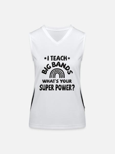 I teach Big Bands, what's your super power? - Funktionelles Kontrast-Tank Top für Frauen - Weiß/Schwarz - Vorne