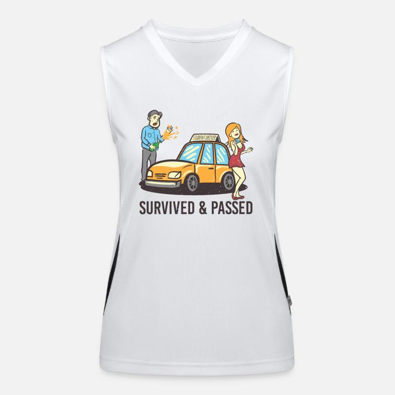 Driving instructor student survived & passed driving school Women's Functional Contrast Tank Top