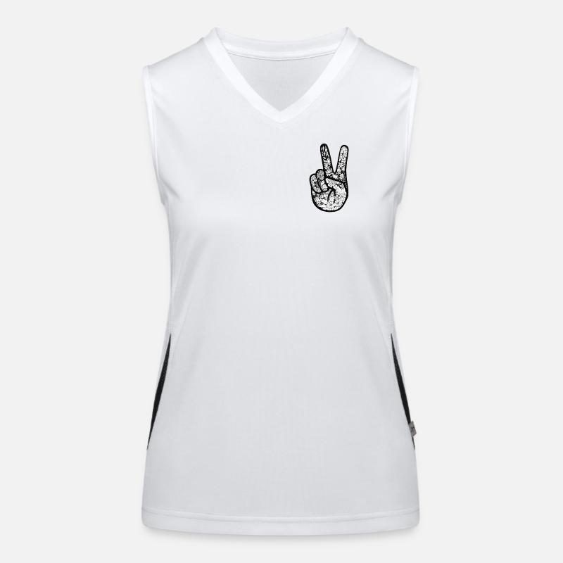 Peace-Zeichen mit Blumenfüllung Funktionelles Kontrast-Tank Top für Frauen