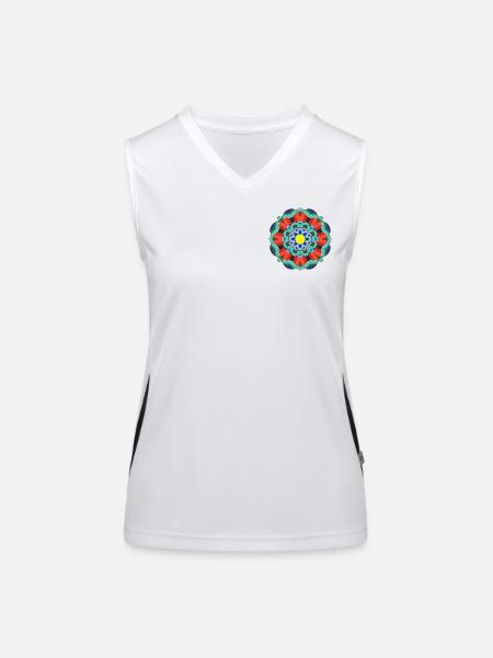 Dancheong 단청 - single (Ver.3) - Women's Functional Contrast Tank Top - white/black - Front